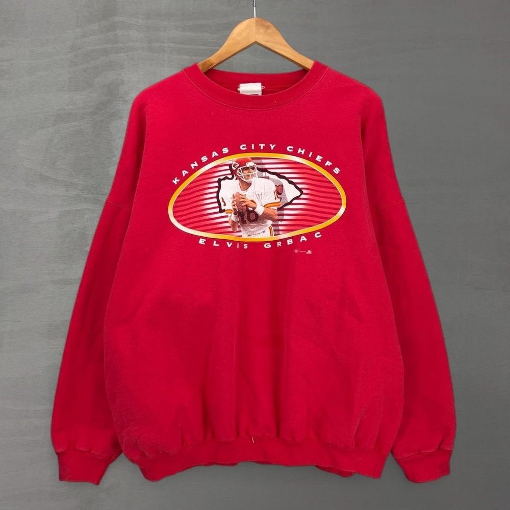 Vintage Sport Attack Kansas City Chiefs Red Elvis Grbac Crewneck Sweatshirt 2XL